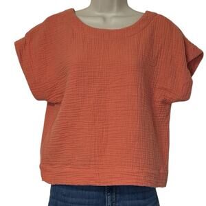 Madewell Textured Coral Cropped Top Size Small2